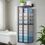 Bathroom Towel Storage, Black Bathroom Towel Holder, Wall Mounted Towels Racks Shelf Towels Organizer for Rolled Towels, 34inch Modern Storage Rack Organizer for RV