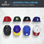 Modern JP Adhesive Hat Hooks for Wall (32-Pack) - Hat Rack for Baseball Caps, Minimalist Hat Display, Strong Hold Hat Hangers for Wall - USA Patented, Clear