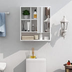 ChooChoo Bathroom Wall Mirror Cabinet, Medicine Cabinet with Single Door and Adjustable Shelf, Over The Toilet Space Saver Storage Cabinet, White