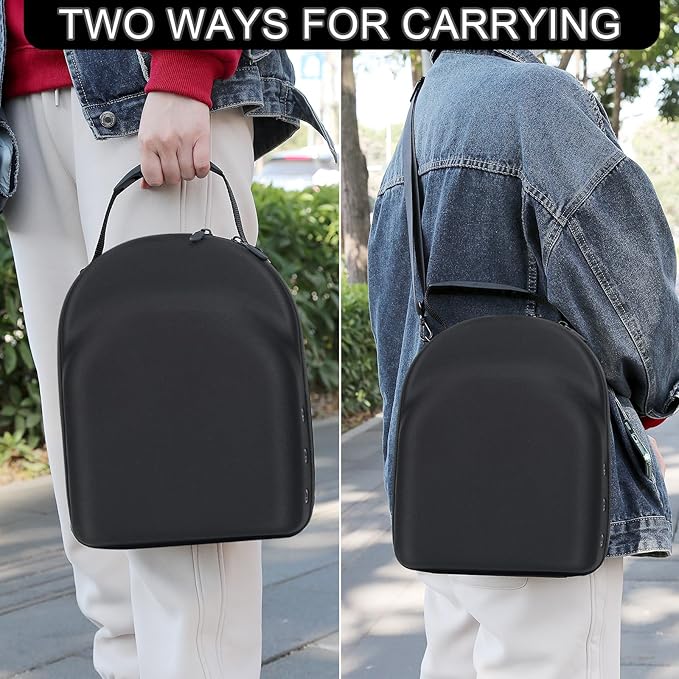 Hard baseball hat case, Hat Carrier Travel Case with Adjustable Shoulder Strap, Hat cap case for 6 Baseball Caps - Perfect for Traveling & At-Home Storage (Black with Pink)