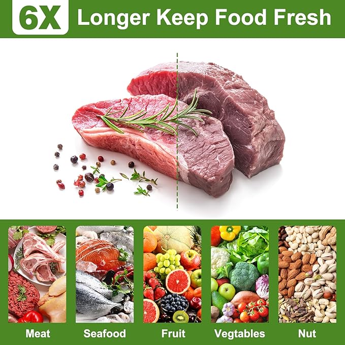 [2025 Upgraded]Moretoes Vacuum Sealer Bags, 30 Gallon 11"x 16"and 70 Quart 8"x 12"and 50Pint 6"x 10"Food Saver Bags BPA Free, Pre-cut Commercial Grade Vac Bags for Food Storage, Meal Prep or Sous Vide