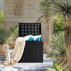JUMMICO 31 Gallon Resin Deck Box Waterproof Indoor Outdoor Storage Boxes for Patio Furniture Cushions and Garden Tools (Black)