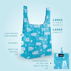 Masirs Reusable Grocery Bag (ANIMAL PATTERN | 6-PACK) - Reusable Ripstop Bags - Large, Strong Eco Friendly Bags - Foldable Shopping Bag - For Kitchen, Grocery & More - Packable Shopping Bag