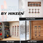 Hikeen Ski Wall Rack for Garage-Ski Wall Mount Storage Rack Fits Any Ski,Garage Organization & Space-Saving Winter Gear - Durable Ski Rack for Wall Display 4Pack