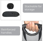 Smart Design Deluxe Mesh Pop Up Square Laundry Hamper w/ Side Pocket & Handles - VentilAir Fabric Collapsible Design - for Clothes & Laundry - Home - (Holds 2 Loads) (14 x 23 Inch) [Black]