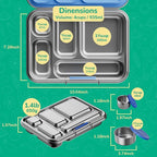 Stainless Steel Bento Box Kids, Kids Metal Bento Lunch Box BPA Free Lunch Box Containers 304 Stainless Steel Bento Box for School and Office(Green)