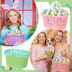 Havawish Easter Baskets Bulk with Handle Small Colorful Plastic Eggs Baskets Easter Bucket for Egg Hunt Spring Party Favors(50 Pcs,Rectangular)