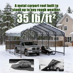 Metal Carport 20x20 ft Heavy Duty Car Port Outdoor Canopy Steel Roof with Reinforced Frame All-Weather Multi-Use Garage Shelter for SUVs, Boat, Tractors and Fulll-Sized Pickup Trucks