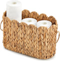 Wicker Toilet Paper Storage Basket Large Scallop Edge Water Hyacinth Narrow Wicker Baskets for Toilet Paper up to 9 Mega Rolls for Bathroom Accessories Organizer Storage