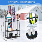 Ski Rack for Garage,Freestanding Snowboard Rack for Ski,Snowboard, Ski Boot,Poles, Goggles, Helmet and More, Heavy Duty Steel Floor Stand Ski Organizer for Garage Basement