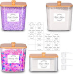 efluky 4 Pack Laundry Pods Container & Dryer Sheet Holder Set,Clear Laundry Room Organization Containers with Bamboo Lids and Labels,Laundry Pods Holder for Scent Booster,Powder,Pod