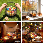 Wire Egg Basket for Gathering Fresh Eggs 24 Capacity Vintage Chicken Coop Basket with Handle for Farmhouse Kitchen Countertop and Rustic Easter Egg Display