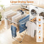 Tangkula Aluminum Clothes Drying Rack, Folding Laundry Rack with Sturdy Frame, Foldable Wings & 14 Drying Poles, Space-Saving, Freestanding Drying Rack for Indoor & Outdoor Use