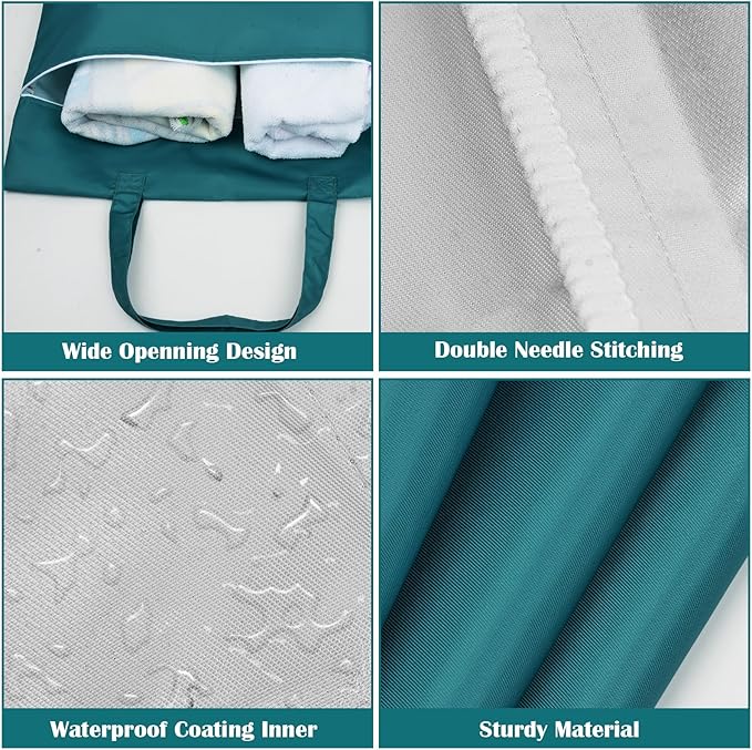 2 Pcs Large Travel Laundry Bag Washable Waterproof Wet Bag Dirty Clothes Bag Swimsuit Workout Bag for Gym Clothes Laundry Wet Clothes Swimming Pool Yoga College Dorm (Blue+Grey)