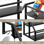 Coffee Syrup Rack Organizer, Syrup Bottle Holder Stand for Coffee Bar, 2-Tier 8 Bottles Storage Shelves for Syrup, Wine, Dressing for Kitchen Countertop, Black