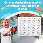 Skywin Peg Board for Nerf Gun Storage Organizer 14.2 x 8.5 x 11 inches - Hanging Holder Compatible with All Blasters Nerf Gun Rack Organizer for Wall Organization with 10 Triangle Hooks (White)