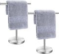 T-Shape Bath Hand Towel Holder Stand, Stainless Steel Free Standing Hand Towel Rack, for Bathroom Kitchen & Countertop, Silver, 2 Pack