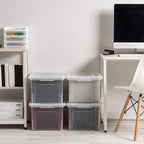 IRIS USA File Box, Plastic File Organizer with Lids for Letter/Legal File, Portable Document Box For Moving, Storage Bin with Durable and Secure Lid, Stackable Nestable BPA-Free, Clear 35 Qt. 4 Pack