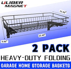 ULIBERMAGNET Large Folding Garage Shelf,Heavy Duty Wire Basket Storage Shelving,400LB Wall Mounted Storage DIY Folding Utility Racks for Garage, Office, Basement, Closet, Kitchen, Laundry