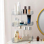 Corner Bathroom Counter Organizer Bathroom Countertop Shelf Makeup Organizer for Vanity Perfume Tray for Corner Storage (3 Tiers, Grey)