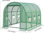 10×7×7 FT Greenhouses for Outdoors Heavy Duty, Large Walk in Green Houses for Outside with 6 Ventilated Mesh Windows & Roll-up Door & Reinforced Frame