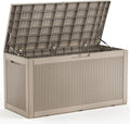120 Gallon Deck Box Outdoor, Waterproof Outdoor Storage Boxes with Lids, Outside Resin Lockable Storage Box for Patio Cushions, Garden Tools(Grey)