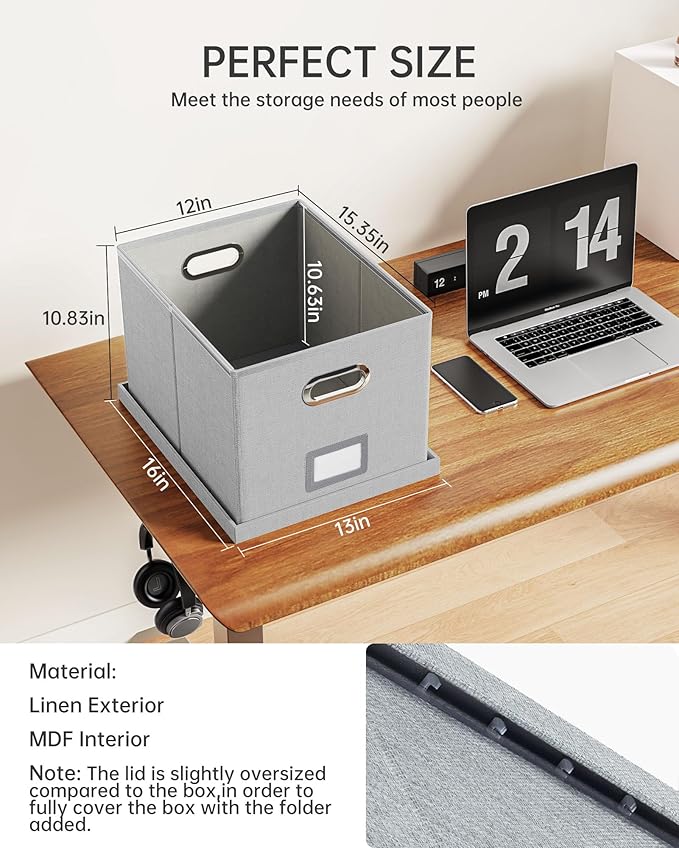 Oterri File Organizer, File Box, File Cabinet for Letter File Folder Storage, Hanging File Organizer for Office/Decor/Home,Document Organizer, 1 Pack,Gray-White-Box Only