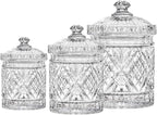 Godinger Canister Set, Crystal Glass Canisters Food Storage Candy Jars - Dublin Collection, Set of 3