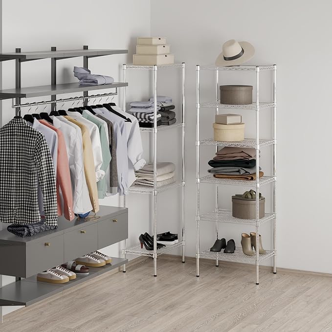 18" Deep x 24" Wide x 74" Height Wire Shelving Kit | 6-Tier | NSF Commercial Storage Rack Unit