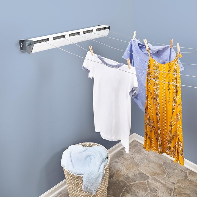 Honey Can Do,Alloy Steel 5-Line Retractable Outdoor Clothesline DRY-03113 White, 37.01" x 7.48" x 5.98"