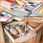 uxcell 1 Set Foldable Cloth Storage Box, 6 Slots Fabric Socks Underwear Drawer Dividers Organizers Baskets Bins for Clothes Socks Scarves Ties, Rose Red