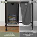 Laundry Hamper, Laundry Basket, Laundry Sorter with 2 Pull-Out and Removable Bags, Shelf, Laundry Room Storage with Table, for Bathroom, Bedroom, 3 x 10.5 Gal (40L), Grey