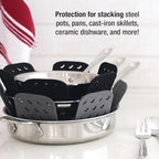 All-Clad Premium Cookware Protectors: Pot and Pan Protectors for Kitchen Organization - Perfect for Cast Iron, Steel, or Glass, (3-Piece), Black/Grey