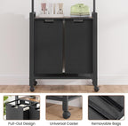 Laundry Sorter, Rolling Laundry Hamper 2-Section with Hanging Rack & Wheels,Laundry Basket Organizer for Laundry Room, Rustic Brown