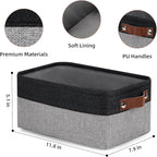 DULLEMELO Small Storage Baskets for Organizing - 11.8x7.9x5.1 inch Collapsible Storage Bins Set of 2 cloth storage bins for organizing Books and towel storage (Black&Grey)