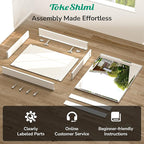 TokeShimi 14 x 18 Recessed Medicine Cabinet for Bathroom, Assembly Required, White Medicine Cabinet with Mirror, Tempered Beveled Mirror, Stepless Adjustable Shelves, DTC Hinge