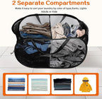 Foldable Laundry Baskets, Collapsible Mesh Laundry Hamper, Durable Pop Up Laundry Basket, 2 Compartments Clothes Hampers for Laundry, Easy to Carry & Sort for Dorm, Home, Kids Room, Travel Black