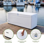 LIFETIME Outdoor Storage Deck Box, 130 Gallon, Arctic White, Lockable, UV-Protected, for Decks and Marine Docks