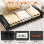 Under Bed Storage with Wheels 1Pack Storage Containers with Clear Window&Label Under Bed Drawers Rolling Under Bed Storage for Clothes,Shoes, Blankets (30.71 x 16.93 x 6.69 in, Black)