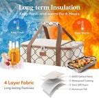 Lifewit Insulated Single Decker Casserole Carrier, Lasagna Lugger Holder for Hot or Cold Food, Fits 9" x 13" Baking Dish, Thermal Lunch Tote Bag for Potluck Parties, Picnic and Cookouts, Cream