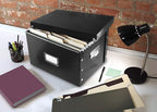 Snap-N-Store File Storage Box & Organizer - 1 Pack - 16.125 x 13.125 x 9.875 Inch Letter/Legal Size Portable File Box with Lid for Documents - Back To School Supplies for Students - Glossy Black