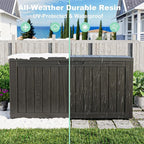 ROJIK Outdoor Storage Housing Deck Box - Waterproof Patio Furniture, Garden Tools, Cushions, Pool Accessories Storage Bench with Lockable Lid and Side Handles (Black 88 Gal)