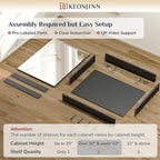 Keonjinn Black Medicine Cabinet for Bathroom with Mirror 16 x 24 Inch, Assembly Required, Lightweight, Tempered Glass, Free Adjustable Shelves, Recessed or Wall Mount, Bathroom Mirrors with Storage