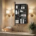 Large Medicine Cabinet 24x32 Inch, Matte Black Aluminum Bathroom Mirror Cabinet with Storage, 6 Adjustable Glass Shelves, Rust Proof Recessed or Surface Mount, Heavy-Duty Soft Close