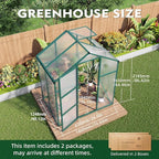 Polycarbonate Greenhouse with Rain Gutter and Roof Vent, Raised Base and Anchor Aluminum Heavy Duty Walk-in Green House, Outdoor Patio Sunroom for All Season (Green, 49.13*72.83*86.42in)