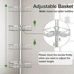 Corner Shower Caddy Tension Pole 4 Tier Adjustable Stainless Steel Shower Shelf for Inside Shower Bathtub Shampoo,Standing Bathroom Organizer Shelves with 39 to 113 inch Height