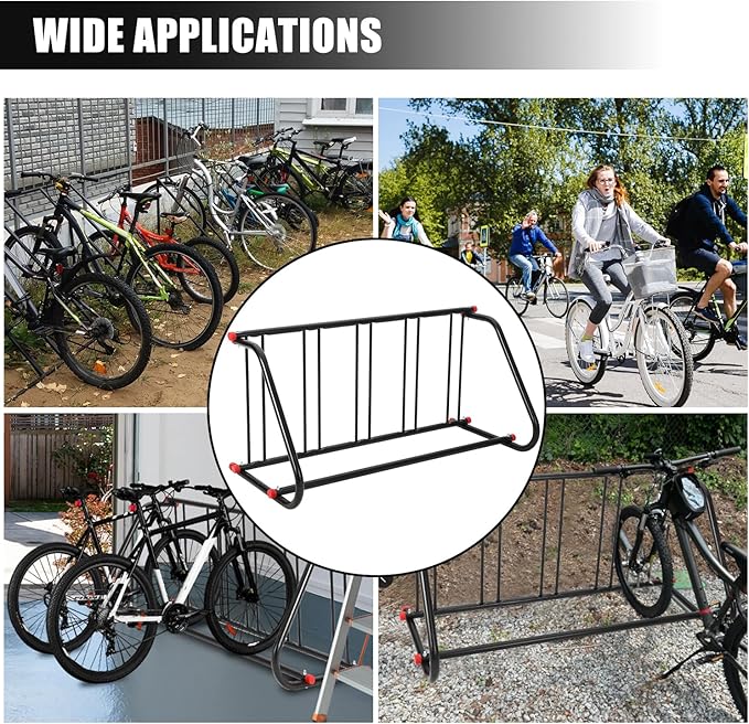 Commercial Bike Rack Outdoor, Metal Bicycle Parking Rack Stand, 5 Bike Commercial Bike Rack Garage Floor for Retail Shopping Centers, Schools, Backyards, Bike Shops