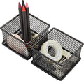 Annova Mesh Stackable Drawer Cabinet and Shelf Organizer Bins Storage Basket School Office Supply Holder Tray- Set of 2 (Black, 3x3x2 Inch)