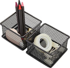 Annova Mesh Stackable Drawer Cabinet and Shelf Organizer Bins Storage Basket School Office Supply Holder Tray- Set of 2 (Black, 3x3x2 Inch)