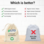 LITO LINEN AND TOWEL Organic Cotton Mesh Produce Bags – Mixed Size Reusable Grocery Bags (12 Pack) | Washable, Lightweight & Breathable Storage for Fruits, Vegetables, Bulk Foods & Zero Waste Living